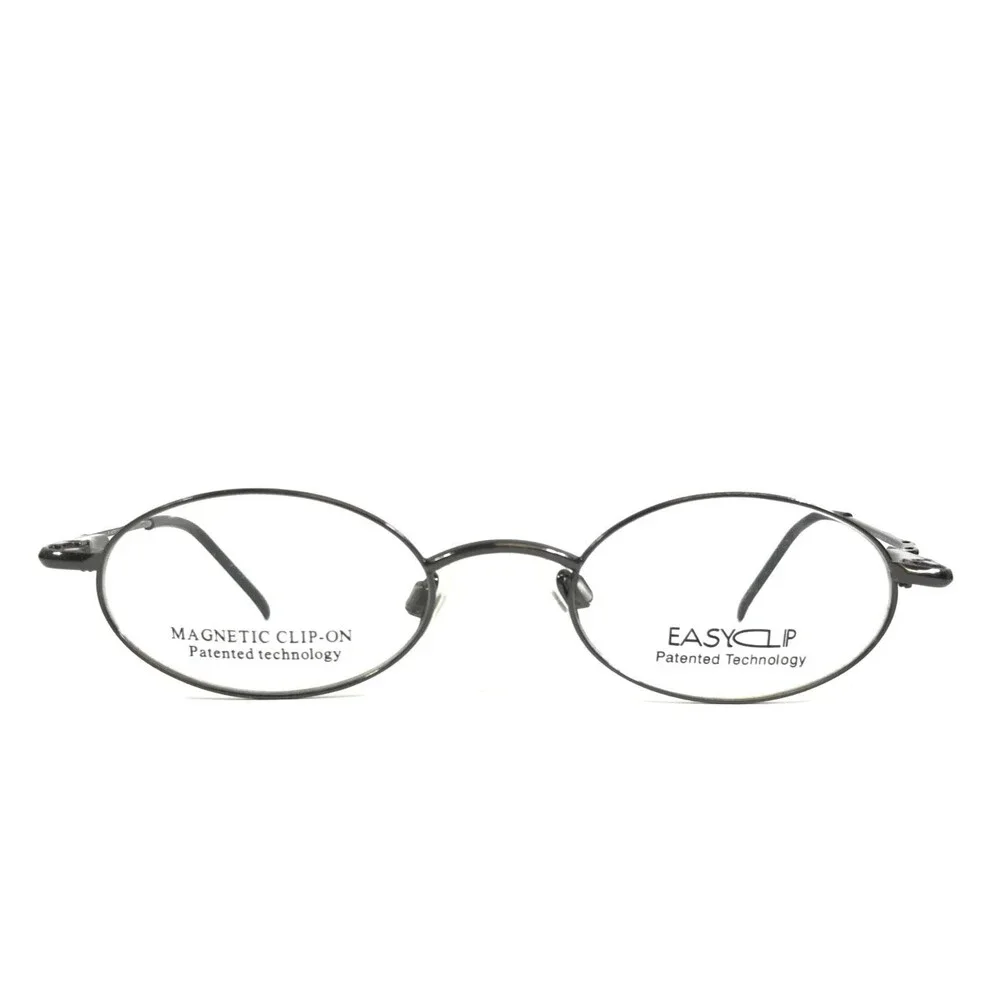 Easyclip Small Eyeglasses Frames ENTRY 091 Gunmetal w Magnetic Clip-on 46-19-135
